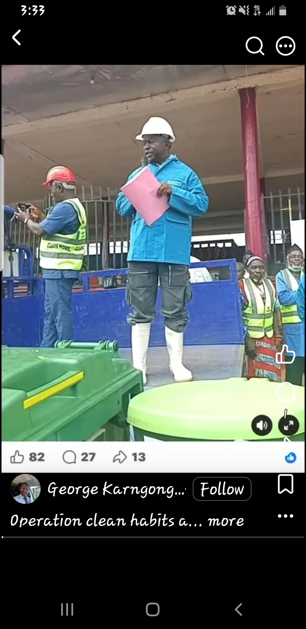 Mayor Musa Shey Nfor in the field during one of the clean up campaigns