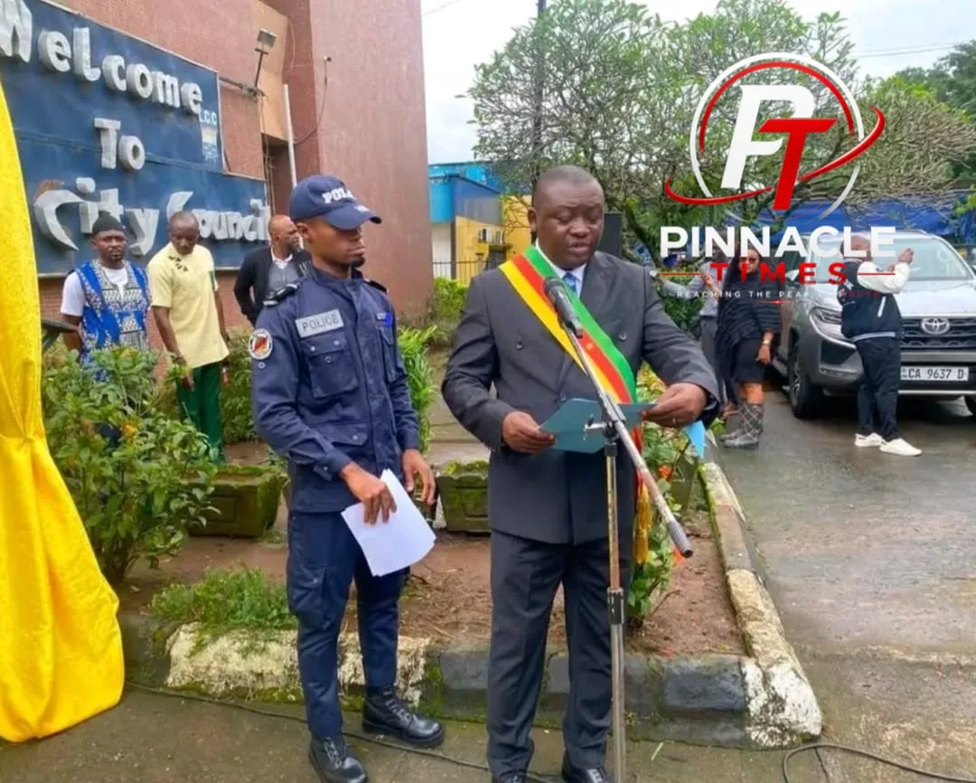 Limbe city mayor, Dr. Paul Efome L. M. Ngale, addressing the population, during the launching exercise.