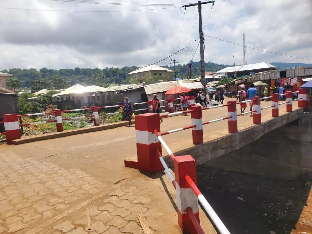 Picture of one of the briges constructed within Tiko municipality,  there's also visible sign of paved streets as seen on this picture