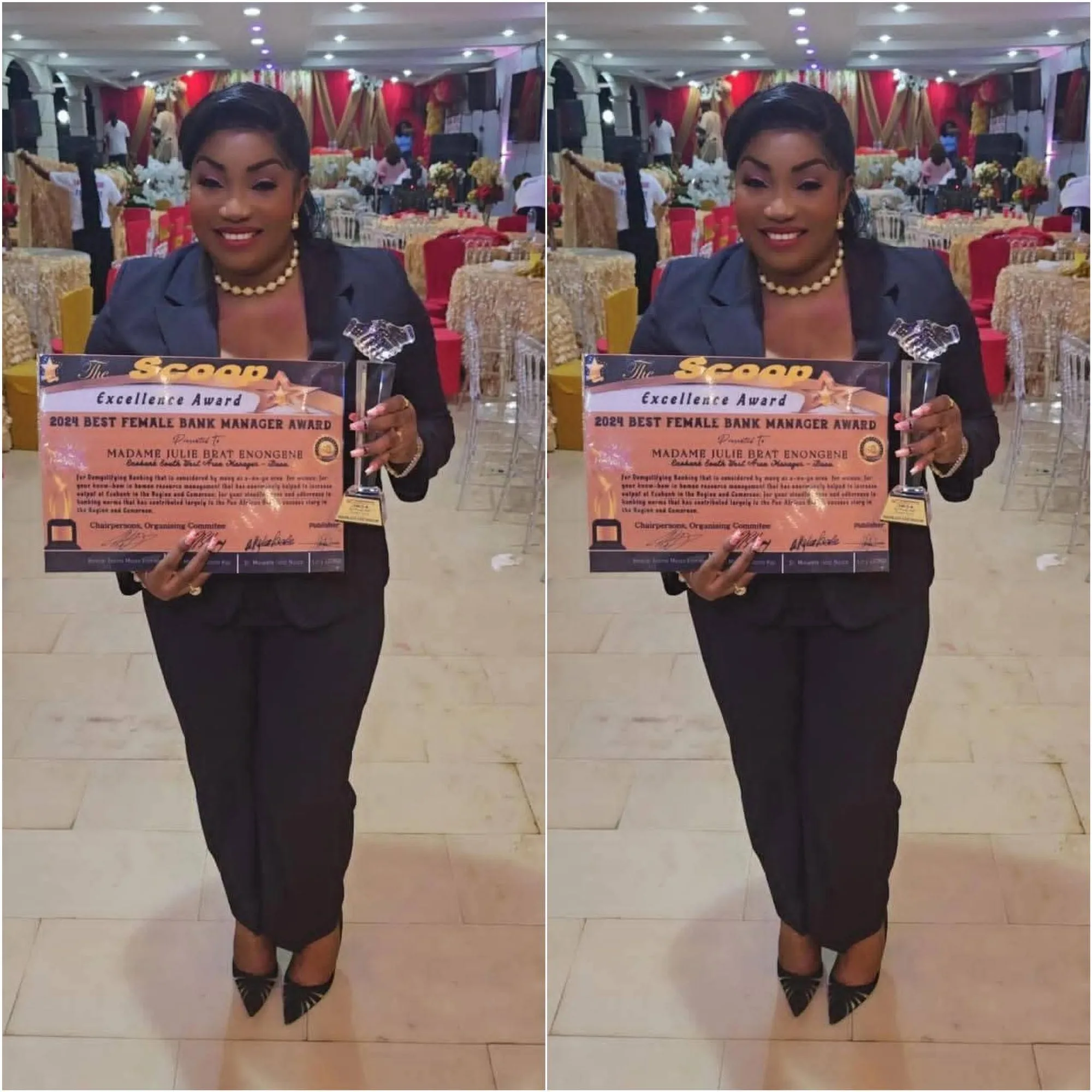 MADAM JULIE-BRAT ENONGENE RECEIVES DOUBLE RECOGNITION